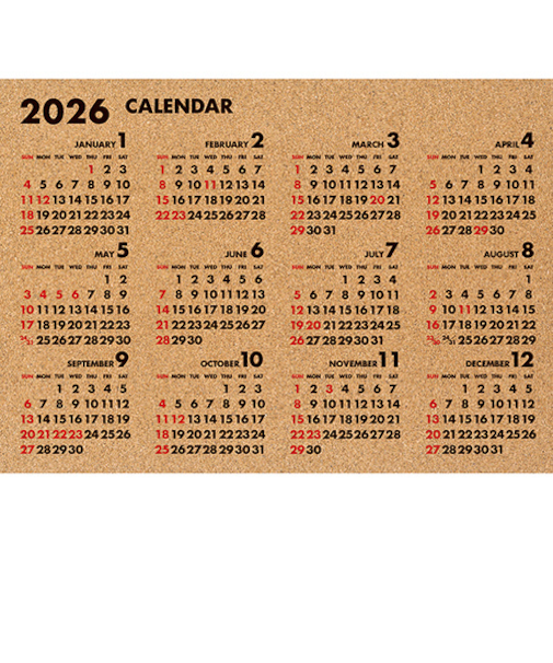 【2026年版・ポスター】　パインブック　コルク年間カレンダー　X-120　フーツラ