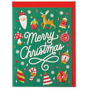 【クリスマス】ホールマーク（Hallmark）　二つ折りクリスマスカード　UV加工　847104　クリスマスオーナメント