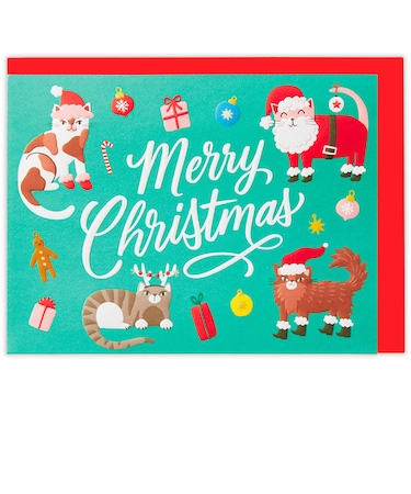 【クリスマス】ホールマーク（Hallmark）　立体クリスマスカード　847128　ねこサンタ