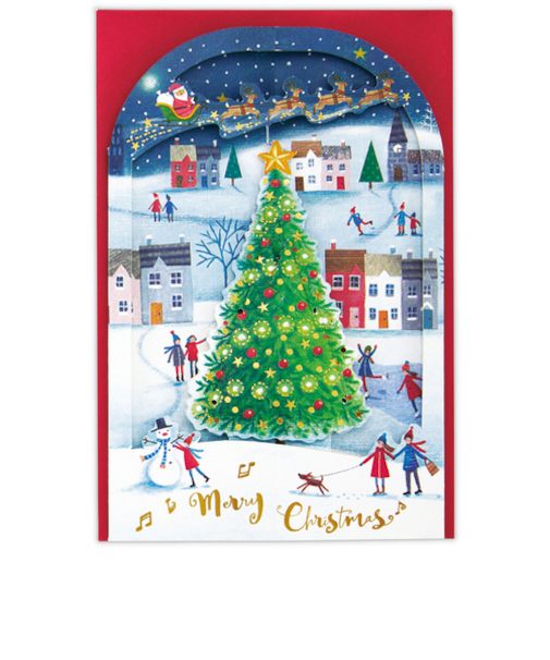 【クリスマス】ホールマーク（Hallmark）　立体クリスマスカード　846909　クリスマスタウンにツリー