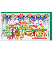 【クリスマス】ホールマーク（Hallmark）　立体クリスマスカード　ワイドレーザーカット　846947　クリスマスタウン