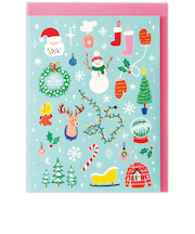 【クリスマス】ホールマーク（Hallmark）　二つ折りクリスマスカード　847135　ラメミントグリーンクリスマスモチーフ
