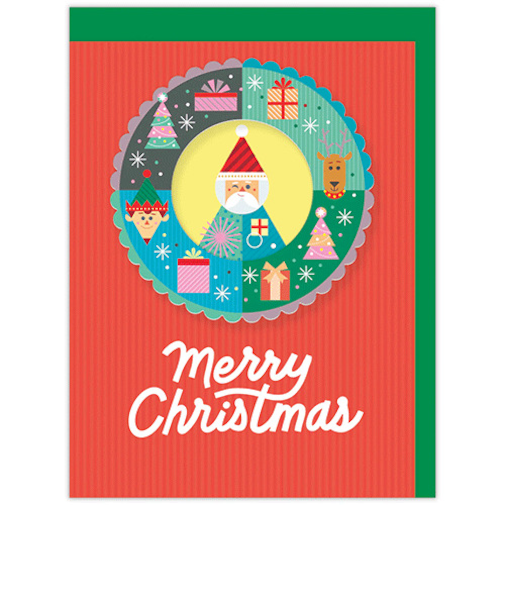 【クリスマス】ホールマーク（Hallmark）　二つ折りクリスマスカード　847159　クリスマスサンタリース