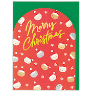 【クリスマス】ホールマーク（Hallmark）　二つ折りクリスマスカード　847098　バネねこフェイス