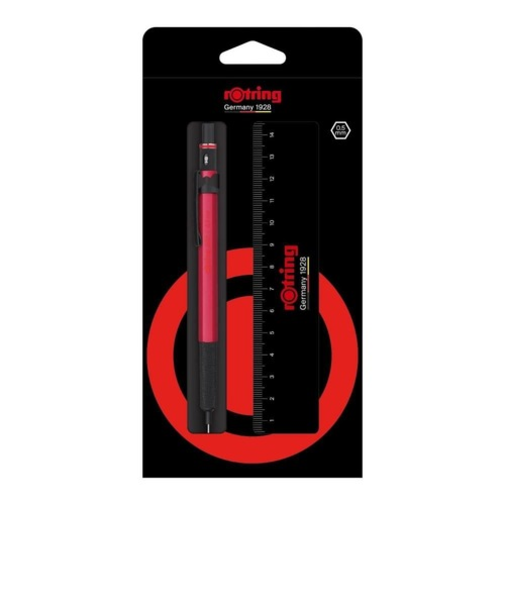 【お買い得】ロットリング（rOtring）　500　メカニカルペンシル　0.5mm　定規セット　レッド　【数量限定】