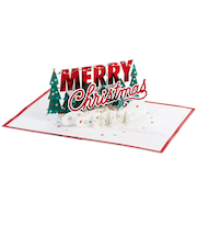 【クリスマス】ホールマーク（Hallmark）　輸入カード　シグネチャー・ペーパー・ワンダー　３Dポップアップホリデーカード　829438　Merry　Chri