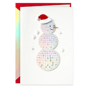【クリスマス】ホールマーク（Hallmark）　輸入カード　クリスマスカード　シグネチャー　842925　Disco　Ball　Santa　Snowman