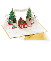 【クリスマス】ホールマーク（Hallmark）　輸入カード　シグネチャー・ペーパー・ワンダー　３Dポップアップクリスマスカード　829445　Santa’s　W