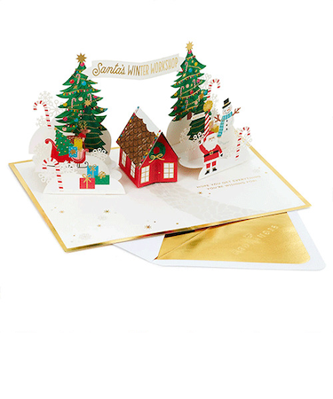 【クリスマス】ホールマーク（Hallmark）　輸入カード　シグネチャー・ペーパー・ワンダー　３Dポップアップクリスマスカード　829445　Santa’s　W