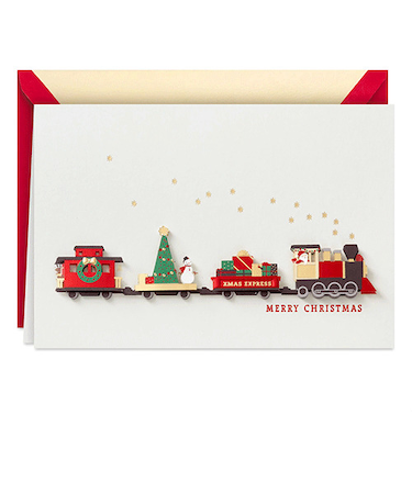 【クリスマス】ホールマーク（Hallmark）　輸入カード　クリスマスカード　シグネチャー　829575　Paper　Craft　Train　Christmas