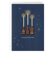 【クリスマス】ホールマーク（Hallmark）　輸入カード　クリスマスカード　シグネチャー　ホリデーカード　842949　Candles　and　Stars