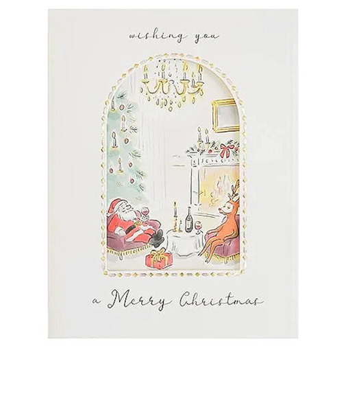 【クリスマス】グリーティングライフ　クリスマスラグジュアリーサンタカード　KE－69　リビング