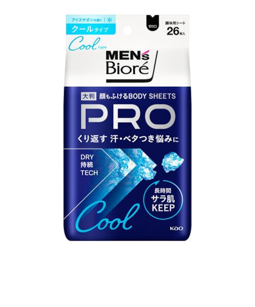 花王　メンズビオレ　顔もふけるボディシートPRO　クールタイプ　アイスサボンの香り