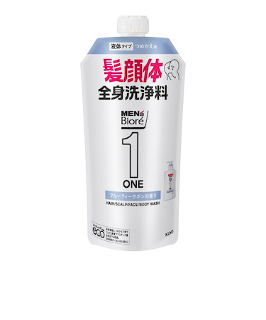 花王　メンズビオレONE　オールインワン全身洗浄料　つめかえ用　フルーティーサボンの香り　340mL