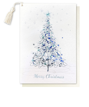 【クリスマス】アクティブコーポレーション クリスマスイタリアカード ツリー CMGI-625 青と金