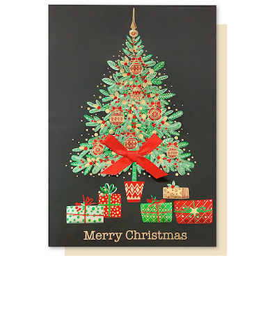 【クリスマス】アクティブコーポレーション　クリスマスイタリアカード　ツリー　CMGI－626　黒