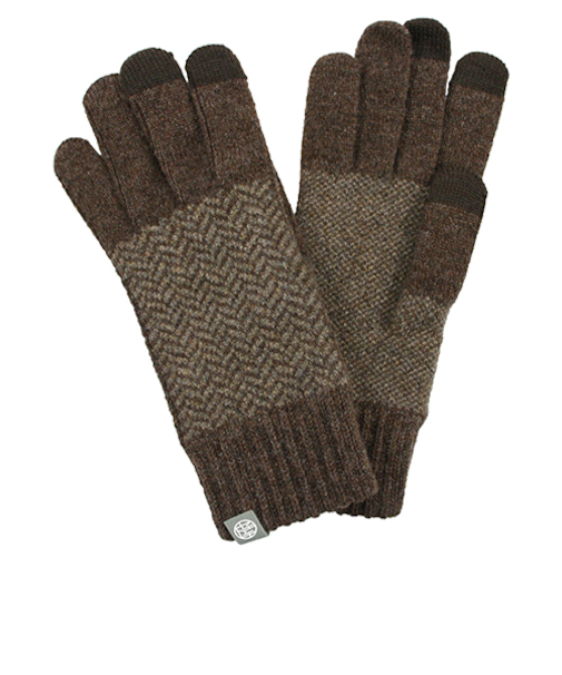 瀬戸内ニット　男女兼用　ニット　スマートフォン対応　ウールヘリンボン　3851　ブラウン