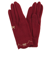 瀬戸内ニット　婦人　ジャージ　カシミヤ入り　リボン刺繍　6931　レッド