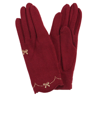 瀬戸内ニット　婦人　ジャージ　カシミヤ入り　リボン刺繍　6931　レッド