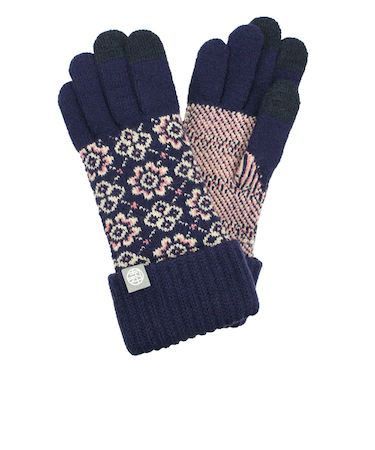 瀬戸内ニット　男女兼用　ニット　スマートフォン対応　花柄　6879　ネイビー