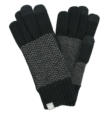 瀬戸内ニット　男女兼用　ニット　スマートフォン対応　ウールヘリンボン　3851　ブラック