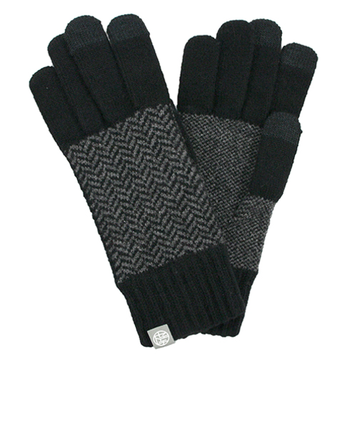 瀬戸内ニット　男女兼用　ニット　スマートフォン対応　ウールヘリンボン　3851　ブラック