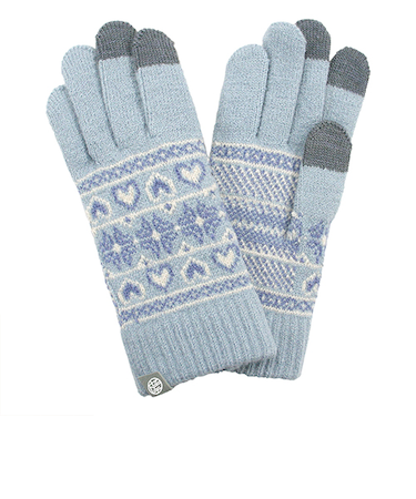 瀬戸内ニット　男女兼用　ニット　スマートフォン対応　ハート幾何柄　6871　サックス