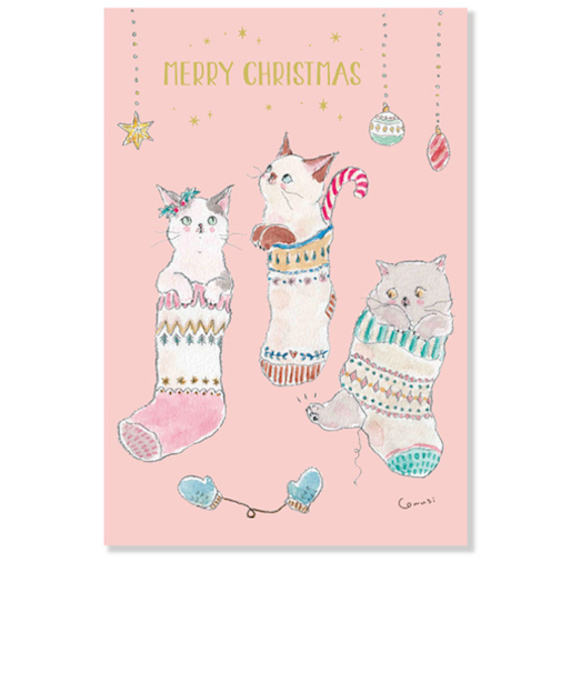 【クリスマス】アクティブコーポレーション　トコロコムギ　ポストカード　CMP－411　くつ下