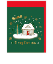 【クリスマス】ホールマーク(Hallmark) クリスマスミニカード ミ二 847272 グリーンクリスマスハウス