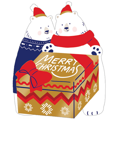 【クリスマス】グリーティングライフ　クリスマスプレゼントボックスカード　TK－49　シロクマ
