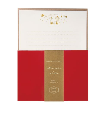 【クリスマス】　包む　レターセット　ワンポイント箔押し　CL018　クリスマステディベア