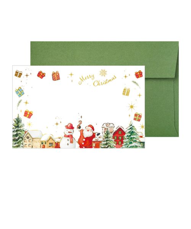 【クリスマス】　包む　メッセージカード　ミニカード　封筒付き　H-CC019　ホリデータウン