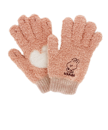 ユビデル　ウサギ肉球手袋　4121YB232　サーモンピンク