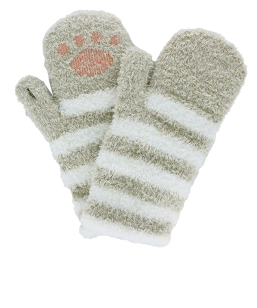 ユビデル　ボーダー肉球ミトン　3121YB411　ベージュ