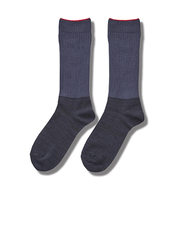 SOLFIBER　FREEKNOT　ジッとしていても温かい　レイヤーテック　バイカラーリブソックス　Y5144－26－80　ネイビー