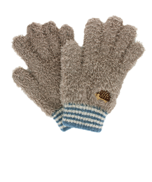 ユビデル　ハリネズミ刺繍手袋　4121YB236　モカ