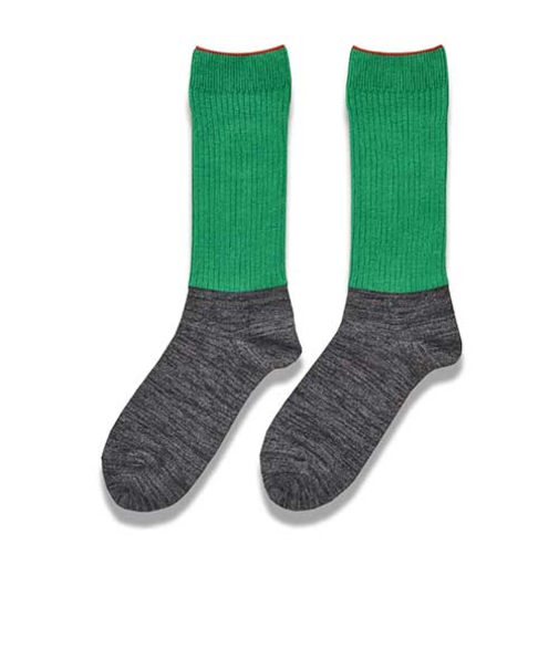 SOLFIBER　FREEKNOT　ジッとしていても温かい　レイヤーテック　バイカラーリブソックス　Y5144－23－60　グリーン