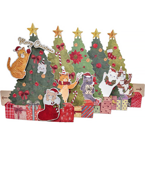 【クリスマス】　アートプリントジャパン　スライドポップアップカード　クリスマスキャッツ