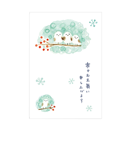 リュリュ　寒中ハガキ　WPP－2402　雪のシマエナガ　3枚入