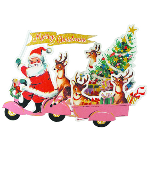 【クリスマス】　オットー・トレーディング　クリスマス3Dカード　サンタクロースオンモーターバイク