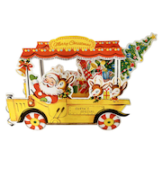 【クリスマス】　オットー・トレーディング　クリスマス3Dカード　サンタクロースオンザバス