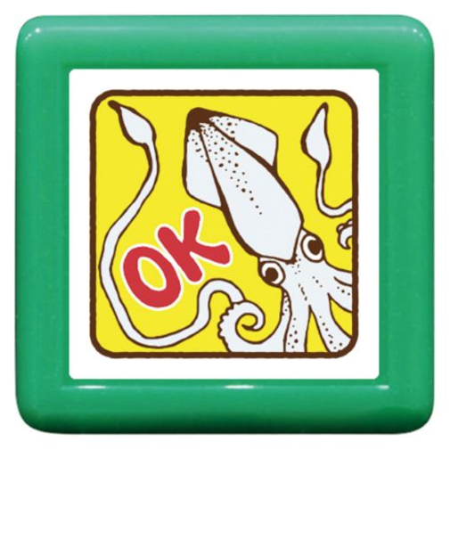 こどものかお　もりのはんこやさん　ティーチャー浸透印　1666－006　ＯＫ・イカ