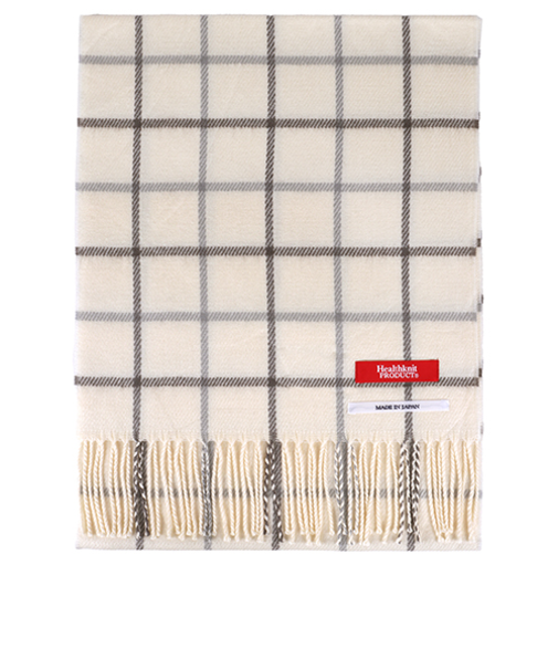 ヘルスニットプロダクト（Healthknit　Product）　マフラー　ウィンドウペンホワイト