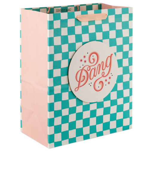 ホールマーク（Hallmark）　輸入　ギフトバッグ　Lサイズ　499EGB7476　832209　グリーン市松模様　Dang