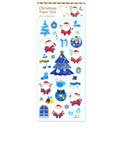 【クリスマス】アクティブコーポレーション　クリスマスペーパーシール　CMS－662　青モチーフとサンタ