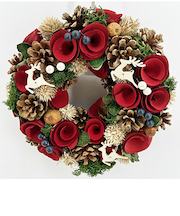 【クリスマス】　アートプリントジャパン　リース　パインPコーン＆ベリー　25cm　ディア