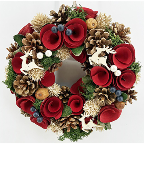 【クリスマス】　アートプリントジャパン　リース　パインPコーン＆ベリー　25cm　ディア