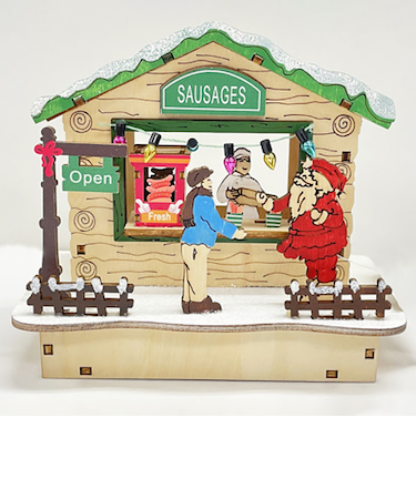 【クリスマス】　アートプリントジャパン　ウッドデコレーション　ソーセージショップ