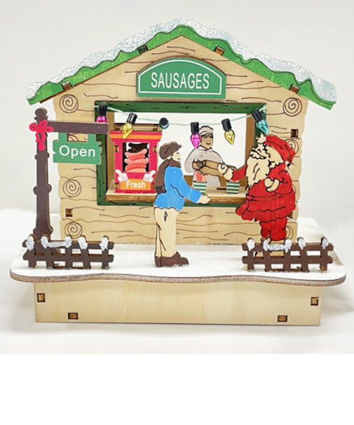 【クリスマス】　アートプリントジャパン　ウッドデコレーション　ソーセージショップ