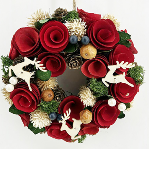 【クリスマス】　アートプリントジャパン　リース　パインコーン＆ベリー　18cm　ディア